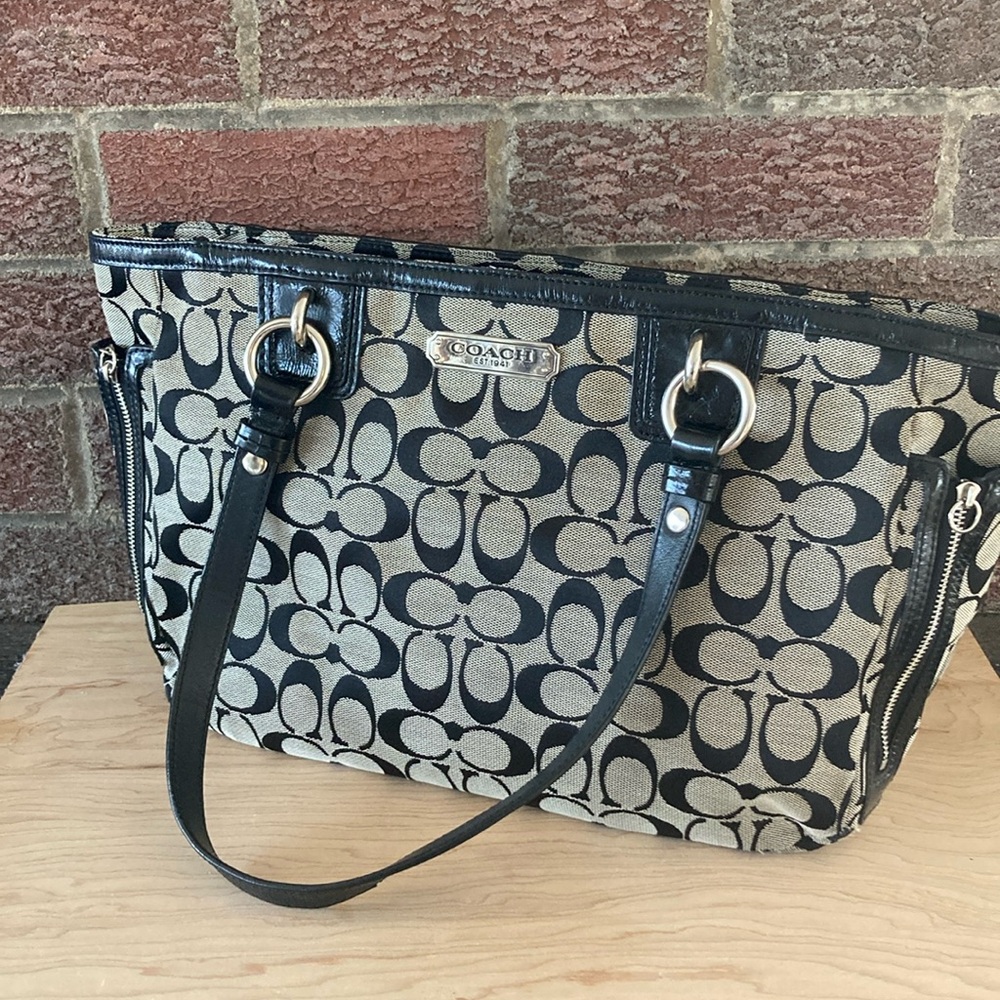 Tan & black coach purse